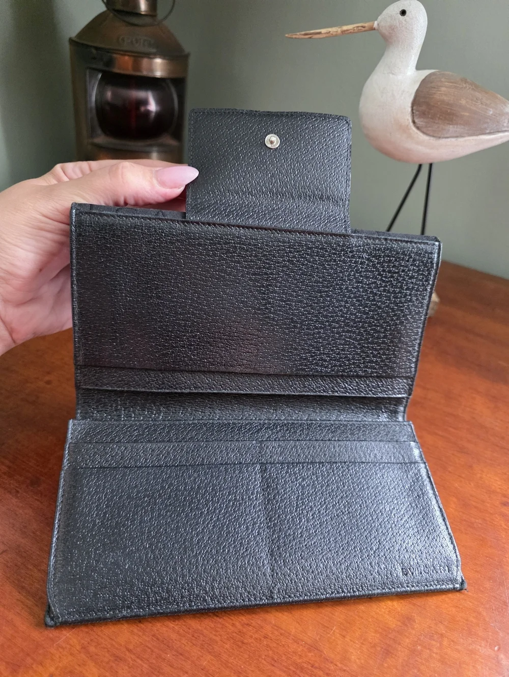 BVLGARI Logo Jacquard Black Continental Wallet Pigskin Leather COA